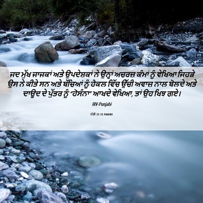 Picture 06 - ਮੱਤੀ 21:15 PANIRV - ਜਦ ਮੁੱਖ ਜਾਜਕਾਂ ਅਤੇ - Bible Verse Picture