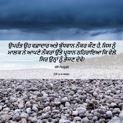 Picture 06 - ਮੱਤੀ 24:45 PANIRV - ਉਪਰੰਤ ਉਹ ਵਫ਼ਾਦਾਰ - Bible Verse Picture