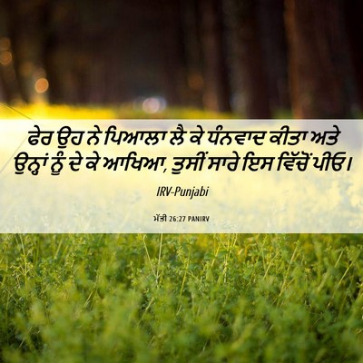 Picture 06 - ਮੱਤੀ 26:27 PANIRV - ਫੇਰ ਉਹ ਨੇ ਪਿਆਲਾ ਲੈ - Bible Verse Picture