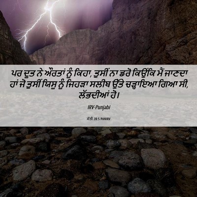 Picture 06 - ਮੱਤੀ 28:5 PANIRV - ਪਰ ਦੂਤ ਨੇ ਔਰਤਾਂ ਨੂੰ - Bible Verse Picture