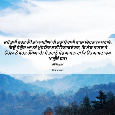 Picture 06 - ਮੱਤੀ 6:16 PANIRV - ਜਦੋਂ ਤੁਸੀਂ ਵਰਤ - Bible Verse Picture