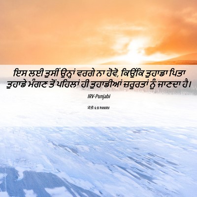 Picture 06 - ਮੱਤੀ 6:8 PANIRV - ਇਸ ਲਈ ਤੁਸੀਂ ਉਨ੍ਹਾਂ - Bible Verse Picture