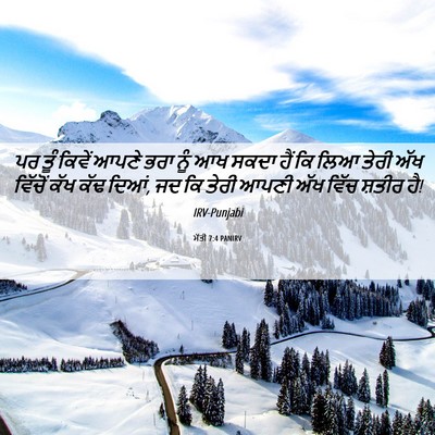 Picture 06 - ਮੱਤੀ 7:4 PANIRV - ਪਰ ਤੂੰ ਕਿਵੇਂ ਆਪਣੇ - Bible Verse Picture