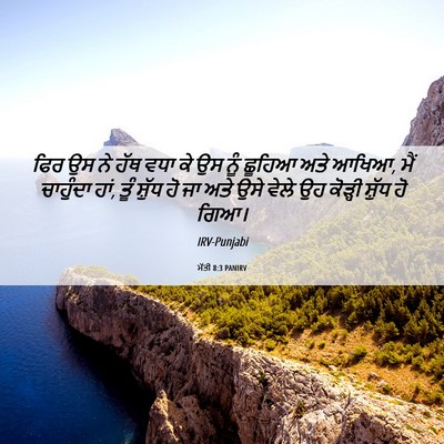Picture 06 - ਮੱਤੀ 8:3 PANIRV - ਫਿਰ ਉਸ ਨੇ ਹੱਥ ਵਧਾ - Bible Verse Picture