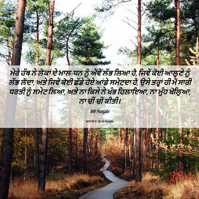 Picture 06 - ਯਸਾਯਾਹ 10:14 PANIRV - ਮੇਰੇ ਹੱਥ ਨੇ ਲੋਕਾਂ - Bible Verse Picture