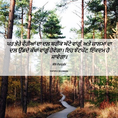 Picture 06 - ਯਸਾਯਾਹ 29:5 PANIRV - ਪਰ ਤੇਰੇ ਵੈਰੀਆਂ ਦਾ - Bible Verse Picture