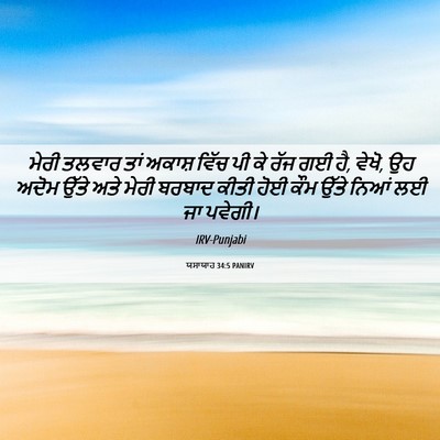 Picture 06 - ਯਸਾਯਾਹ 34:5 PANIRV - ਮੇਰੀ ਤਲਵਾਰ ਤਾਂ - Bible Verse Picture