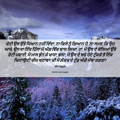 Picture 06 - ਯਸਾਯਾਹ 44:19 PANIRV - ਕੋਈ ਉਸ ਉੱਤੇ ਧਿਆਨ - Bible Verse Picture