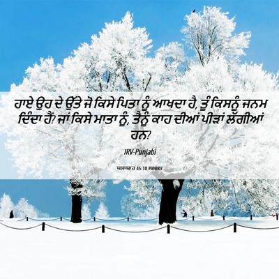 Picture 06 - ਯਸਾਯਾਹ 45:10 PANIRV - ਹਾਏ ਉਹ ਦੇ ਉੱਤੇ ਜੋ - Bible Verse Picture