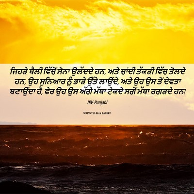 Picture 06 - ਯਸਾਯਾਹ 46:6 PANIRV - ਜਿਹੜੇ ਥੈਲੀ ਵਿੱਚੋਂ - Bible Verse Picture