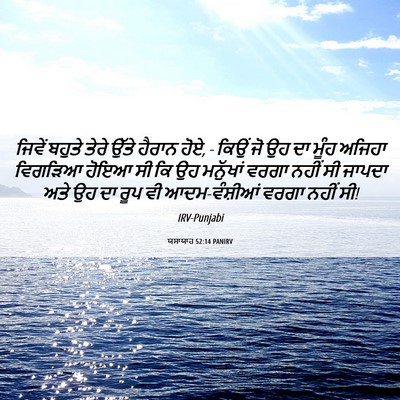 Picture 06 - ਯਸਾਯਾਹ 52:14 PANIRV - ਜਿਵੇਂ ਬਹੁਤੇ ਤੇਰੇ - Bible Verse Picture