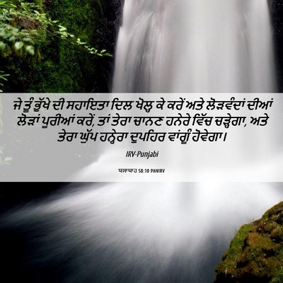 Picture 06 - ਯਸਾਯਾਹ 58:10 PANIRV - ਜੇ ਤੂੰ ਭੁੱਖੇ ਦੀ - Bible Verse Picture