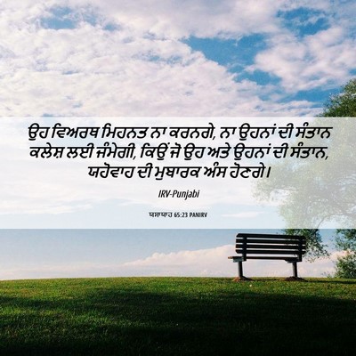 Picture 06 - ਯਸਾਯਾਹ 65:23 PANIRV - ਉਹ ਵਿਅਰਥ ਮਿਹਨਤ ਨਾ - Bible Verse Picture