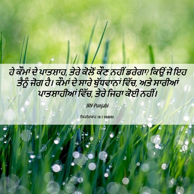 Picture 06 - ਯਿਰਮਿਯਾਹ 10:7 PANIRV - ਹੇ ਕੌਮਾਂ ਦੇ - Bible Verse Picture
