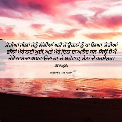 Picture 06 - ਯਿਰਮਿਯਾਹ 15:16 PANIRV - ਤੇਰੀਆਂ ਗੱਲਾਂ - Bible Verse Picture