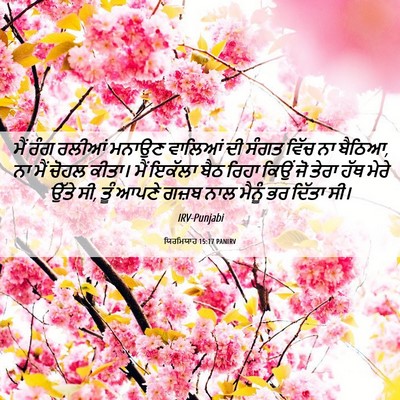 Picture 06 - ਯਿਰਮਿਯਾਹ 15:17 PANIRV - ਮੈਂ ਰੰਗ ਰਲੀਆਂ - Bible Verse Picture