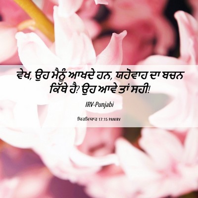 Picture 06 - ਯਿਰਮਿਯਾਹ 17:15 PANIRV - ਵੇਖ, ਉਹ ਮੈਨੂੰ ਆਖਦੇ - Bible Verse Picture