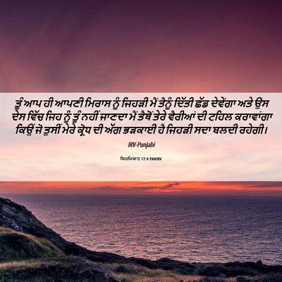 Picture 06 - ਯਿਰਮਿਯਾਹ 17:4 PANIRV - ਤੂੰ ਆਪ ਹੀ ਆਪਣੀ - Bible Verse Picture