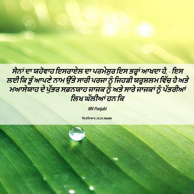 Picture 06 - ਯਿਰਮਿਯਾਹ 29:25 PANIRV - ਸੈਨਾਂ ਦਾ ਯਹੋਵਾਹ - Bible Verse Picture