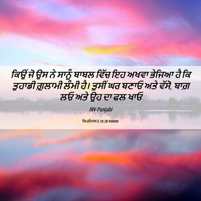 Picture 06 - ਯਿਰਮਿਯਾਹ 29:28 PANIRV - ਕਿਉਂ ਜੋ ਉਸ ਨੇ ਸਾਨੂੰ - Bible Verse Picture