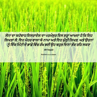 Picture 06 - ਯਿਰਮਿਯਾਹ 32:14 PANIRV - ਸੈਨਾਂ ਦਾ ਯਹੋਵਾਹ - Bible Verse Picture