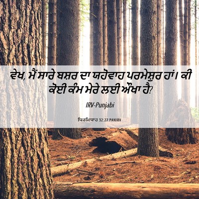 Picture 06 - ਯਿਰਮਿਯਾਹ 32:27 PANIRV - ਵੇਖ, ਮੈਂ ਸਾਰੇ ਬਸ਼ਰ - Bible Verse Picture