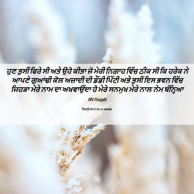 Picture 06 - ਯਿਰਮਿਯਾਹ 34:15 PANIRV - ਹੁਣ ਤੁਸੀਂ ਫਿਰੇ ਸੀ - Bible Verse Picture
