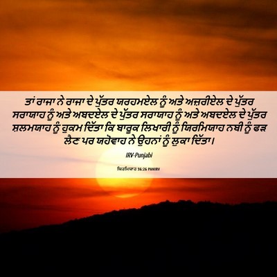 Picture 06 - ਯਿਰਮਿਯਾਹ 36:26 PANIRV - ਤਾਂ ਰਾਜਾ ਨੇ ਰਾਜਾ ਦੇ - Bible Verse Picture