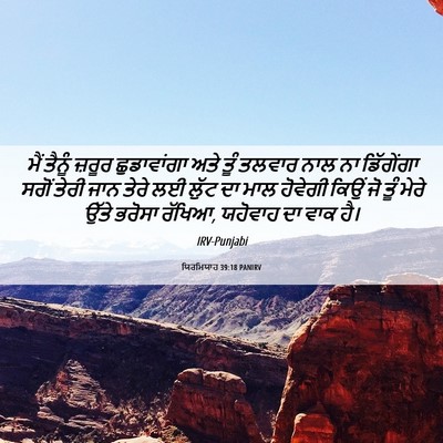 Picture 06 - ਯਿਰਮਿਯਾਹ 39:18 PANIRV - ਮੈਂ ਤੈਨੂੰ ਜ਼ਰੂਰ - Bible Verse Picture