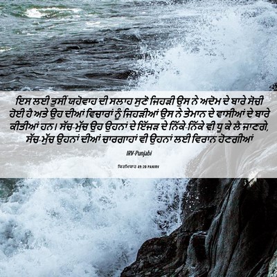 Picture 06 - ਯਿਰਮਿਯਾਹ 49:20 PANIRV - ਇਸ ਲਈ ਤੁਸੀਂ ਯਹੋਵਾਹ - Bible Verse Picture
