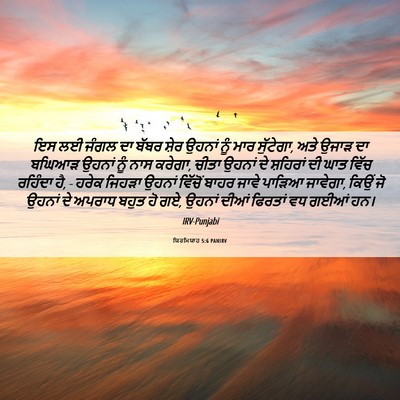 Picture 06 - ਯਿਰਮਿਯਾਹ 5:6 PANIRV - ਇਸ ਲਈ ਜੰਗਲ ਦਾ ਬੱਬਰ - Bible Verse Picture