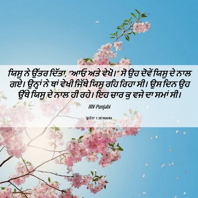 Picture 06 - ਯੂਹੰਨਾ 1:39 PANIRV - ਯਿਸੂ ਨੇ ਉੱਤਰ ਦਿੱਤਾ, - Bible Verse Picture