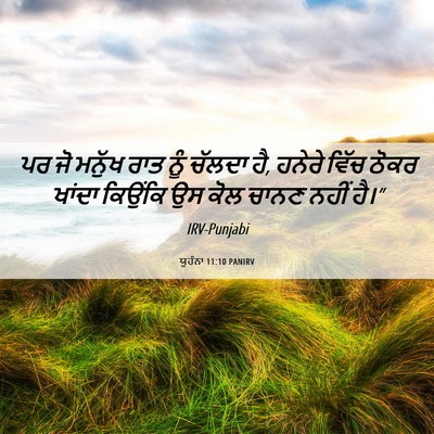 Picture 06 - ਯੂਹੰਨਾ 11:10 PANIRV - ਪਰ ਜੋ ਮਨੁੱਖ ਰਾਤ ਨੂੰ - Bible Verse Picture