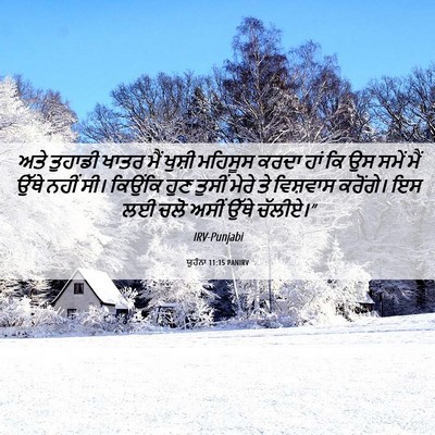 Picture 06 - ਯੂਹੰਨਾ 11:15 PANIRV - ਅਤੇ ਤੁਹਾਡੀ ਖਾਤਰ - Bible Verse Picture