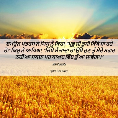 Picture 06 - ਯੂਹੰਨਾ 13:36 PANIRV - ਸ਼ਮਊਨ ਪਤਰਸ ਨੇ ਯਿਸੂ - Bible Verse Picture