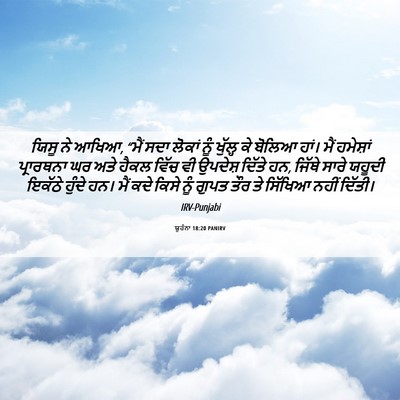 Picture 06 - ਯੂਹੰਨਾ 18:20 PANIRV - ਯਿਸੂ ਨੇ ਆਖਿਆ, “ਮੈਂ - Bible Verse Picture