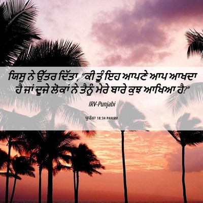 Picture 06 - ਯੂਹੰਨਾ 18:34 PANIRV - ਯਿਸੂ ਨੇ ਉੱਤਰ ਦਿੱਤਾ, - Bible Verse Picture