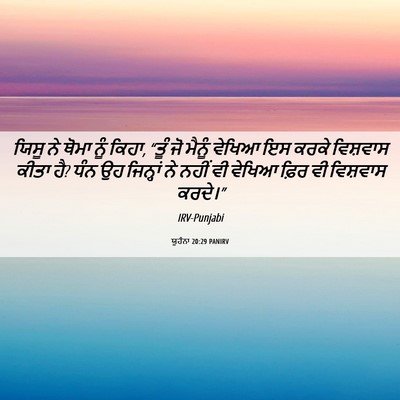 Picture 06 - ਯੂਹੰਨਾ 20:29 PANIRV - ਯਿਸੂ ਨੇ ਥੋਮਾ ਨੂੰ - Bible Verse Picture