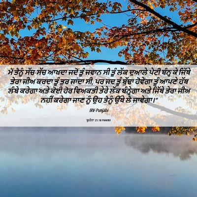 Picture 06 - ਯੂਹੰਨਾ 21:18 PANIRV - ਮੈਂ ਤੈਨੂੰ ਸੱਚ-ਸੱਚ - Bible Verse Picture