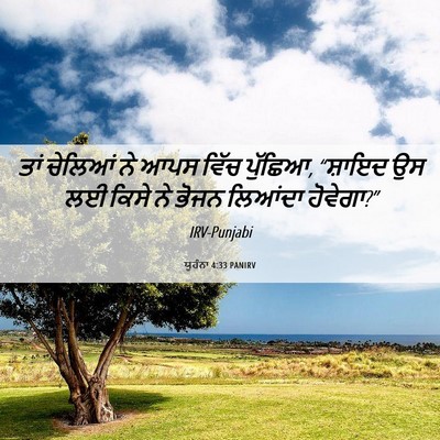 Picture 06 - ਯੂਹੰਨਾ 4:33 PANIRV - ਤਾਂ ਚੇਲਿਆਂ ਨੇ ਆਪਸ - Bible Verse Picture