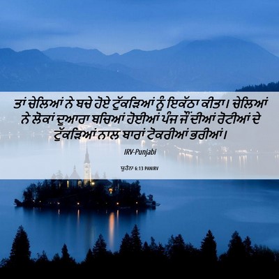 Picture 06 - ਯੂਹੰਨਾ 6:13 PANIRV - ਤਾਂ ਚੇਲਿਆਂ ਨੇ ਬਚੇ - Bible Verse Picture