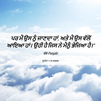 Picture 06 - ਯੂਹੰਨਾ 7:29 PANIRV - ਪਰ ਮੈਂ ਉਸ ਨੂੰ ਜਾਣਦਾ - Bible Verse Picture