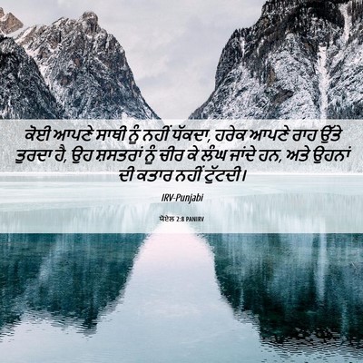 Picture 06 - ਯੋਏਲ 2:8 PANIRV - ਕੋਈ ਆਪਣੇ ਸਾਥੀ ਨੂੰ - Bible Verse Picture