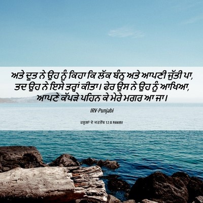 Picture 06 - ਰਸੂਲਾਂ ਦੇ ਕਰਤੱਬ 12:8 PANIRV - ਅਤੇ ਦੂਤ ਨੇ ਉਹ ਨੂੰ - Bible Verse Picture
