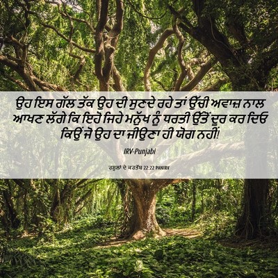 Picture 06 - ਰਸੂਲਾਂ ਦੇ ਕਰਤੱਬ 22:22 PANIRV - ਉਹ ਇਸ ਗੱਲ ਤੱਕ ਉਹ ਦੀ - Bible Verse Picture