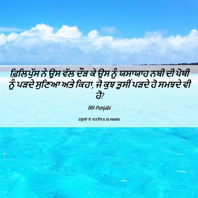 Picture 06 - ਰਸੂਲਾਂ ਦੇ ਕਰਤੱਬ 8:30 PANIRV - ਫ਼ਿਲਿਪੁੱਸ ਨੇ ਉਸ - Bible Verse Picture