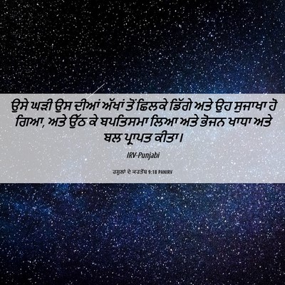 Picture 06 - ਰਸੂਲਾਂ ਦੇ ਕਰਤੱਬ 9:18 PANIRV - ਉਸੇ ਘੜੀ ਉਸ ਦੀਆਂ - Bible Verse Picture