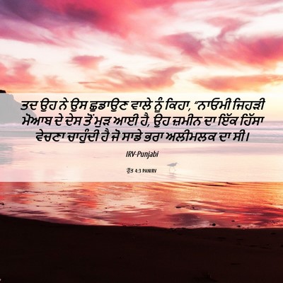 Picture 06 - ਰੁੱਤ 4:3 PANIRV - ਤਦ ਉਹ ਨੇ ਉਸ ਛੁਡਾਉਣ - Bible Verse Picture
