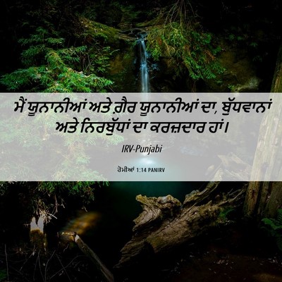 Picture 06 - ਰੋਮੀਆਂ 1:14 PANIRV - ਮੈਂ ਯੂਨਾਨੀਆਂ ਅਤੇ - Bible Verse Picture