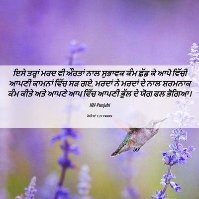 Picture 06 - ਰੋਮੀਆਂ 1:27 PANIRV - ਇਸੇ ਤਰ੍ਹਾਂ ਮਰਦ ਵੀ - Bible Verse Picture